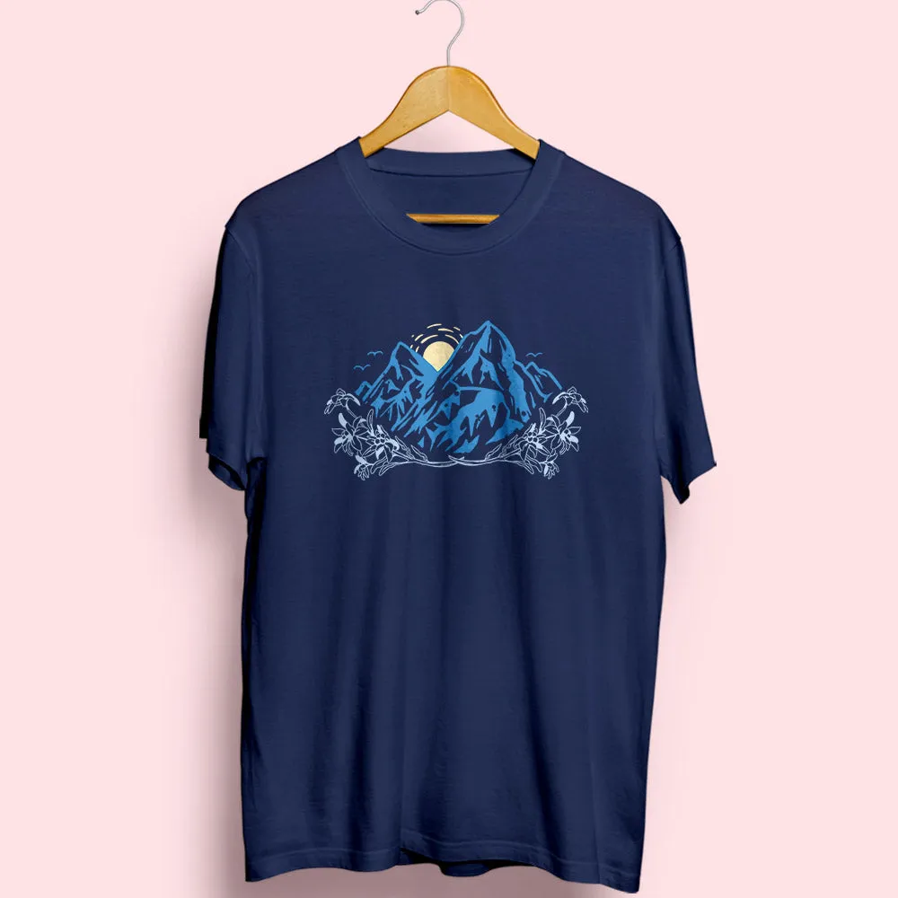 Flower & Mountain Half Sleeve T-Shirt