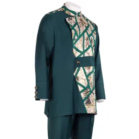 Green and Gold Mandarin Collar with Brocade Pant Set