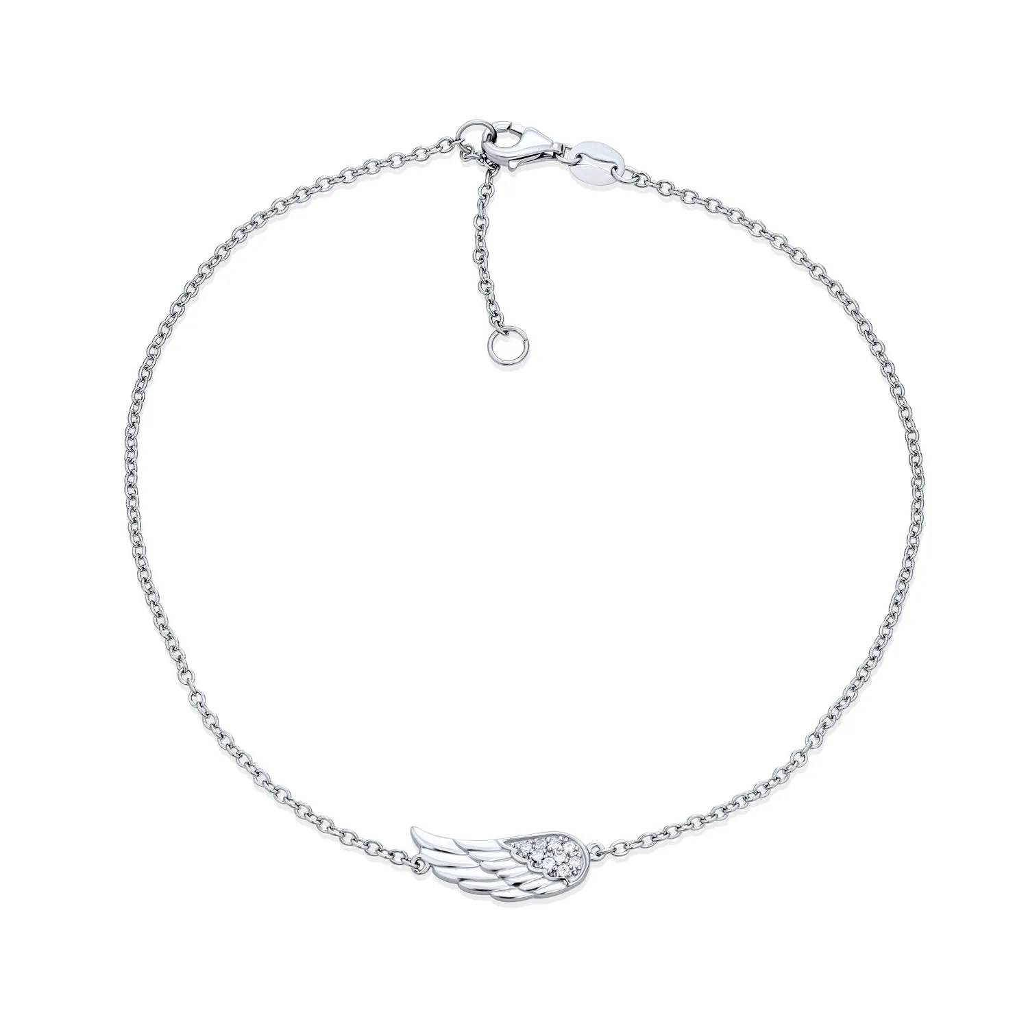 Guardian Angel Wing Feather Evil Eye Anklet Bracelet Gold Plated Silver 9-10"