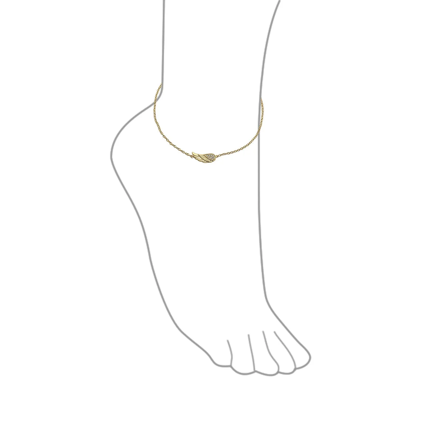 Guardian Angel Wing Feather Evil Eye Anklet Bracelet Gold Plated Silver 9-10"