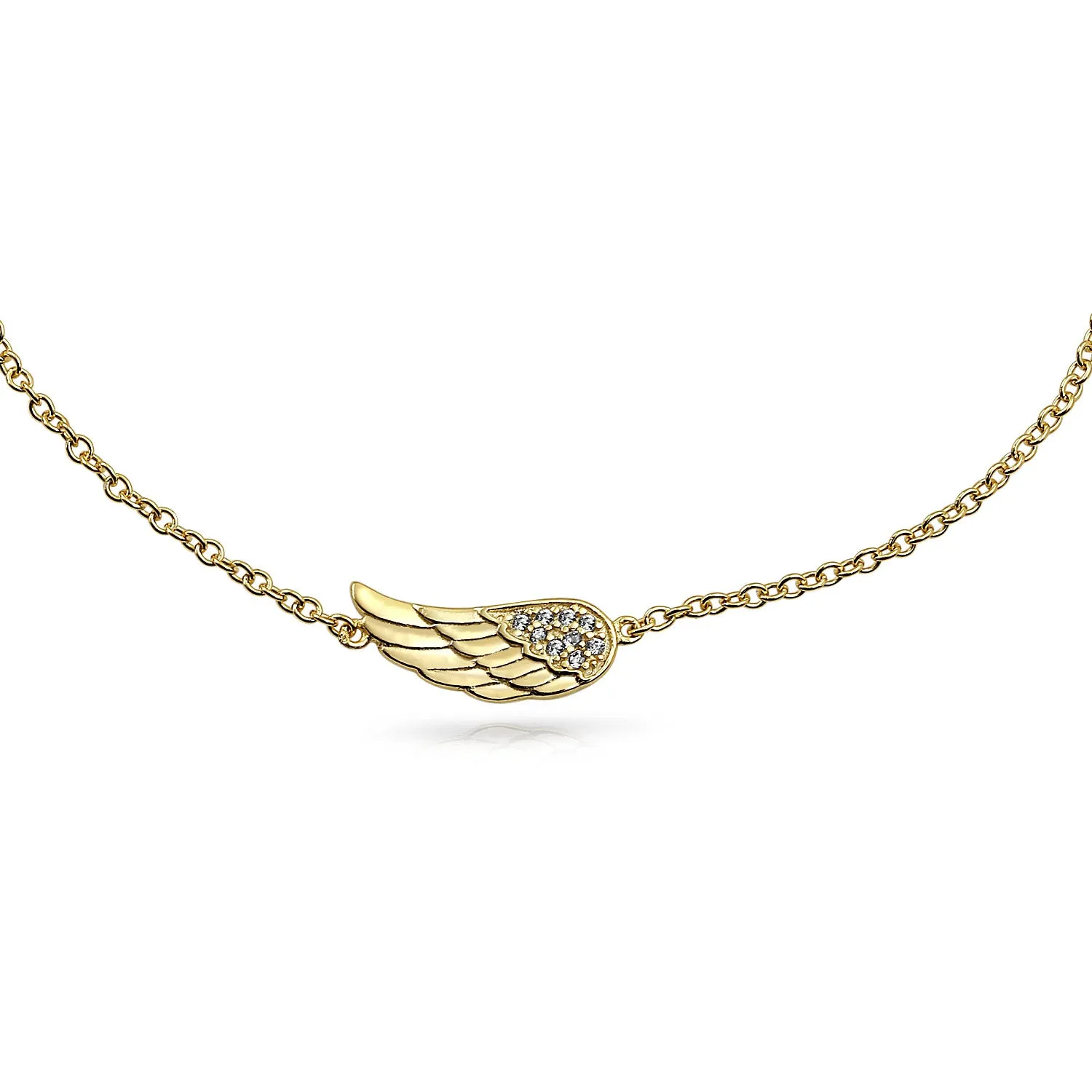 Guardian Angel Wing Feather Evil Eye Anklet Bracelet Gold Plated Silver 9-10"