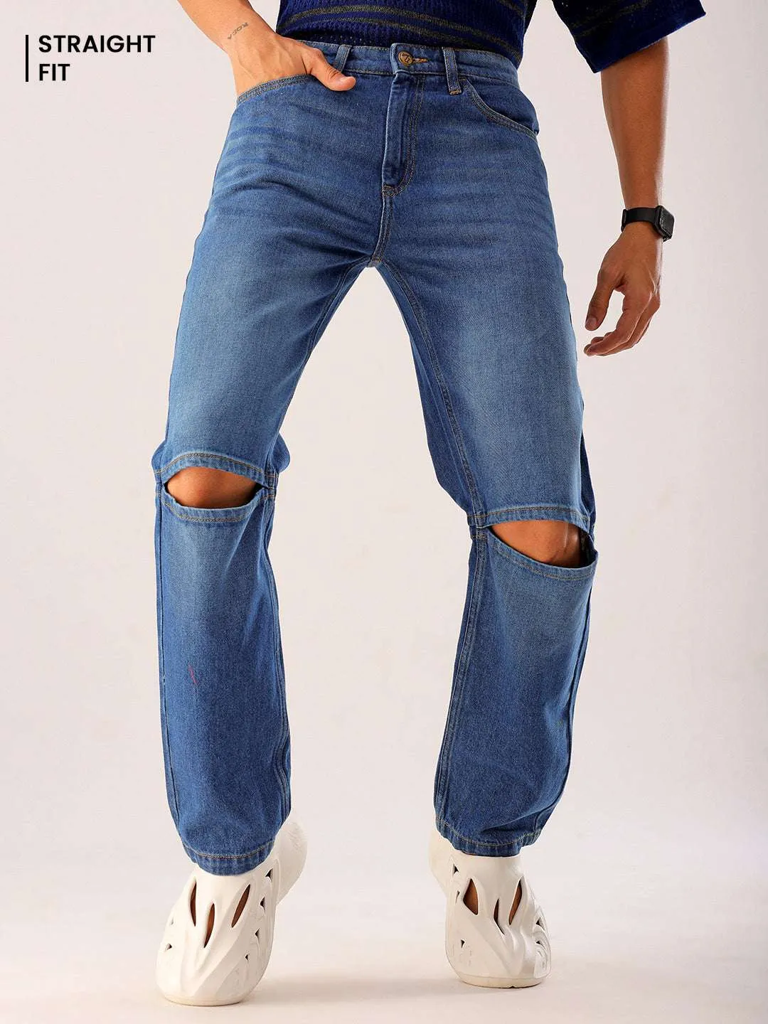 Men Blue Solid G361 Vintage Straight Fit Jeans
