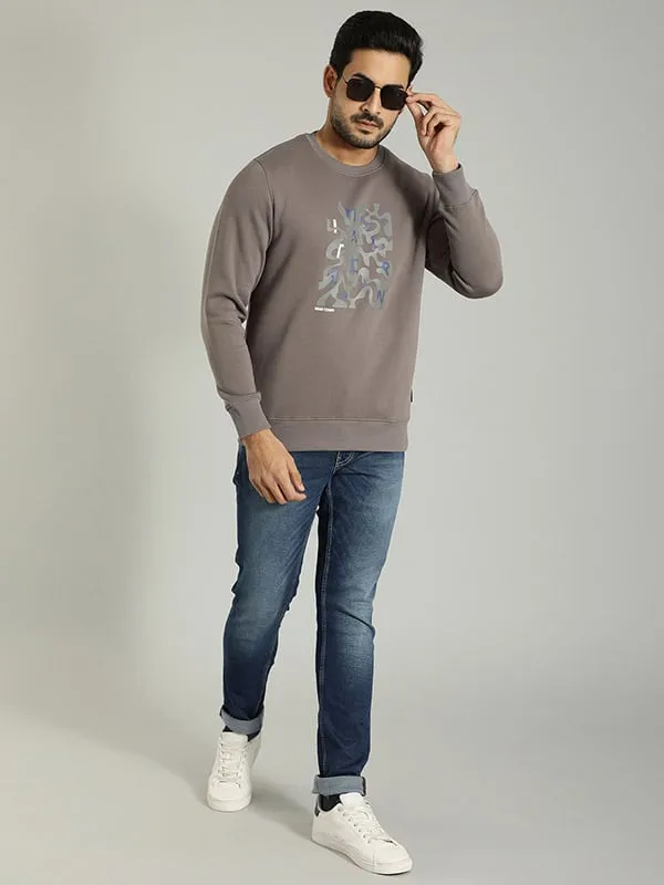 Men Graphic Full Sleeve Crew Neck Sweatshirt