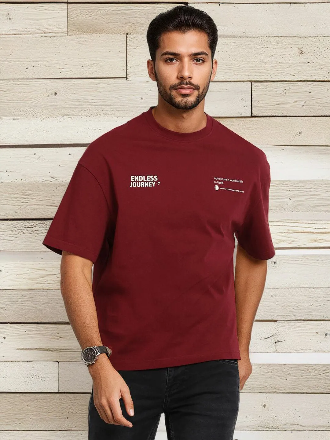 Men Graphic Oversized Crew Neck T-Shirt