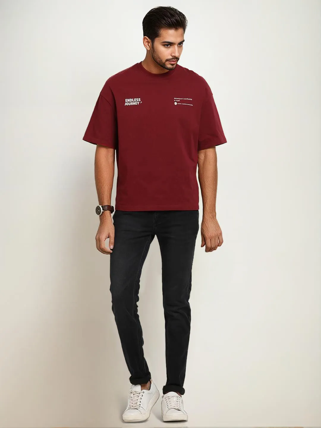 Men Graphic Oversized Crew Neck T-Shirt
