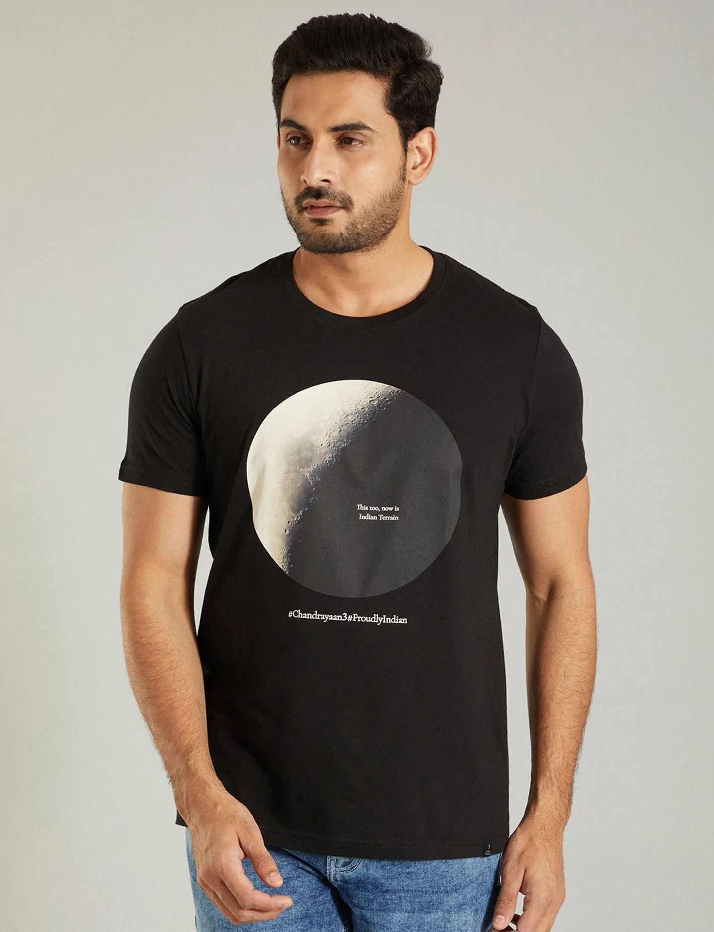 Men Printed Chandrayaan Crew Neck T-Shirt