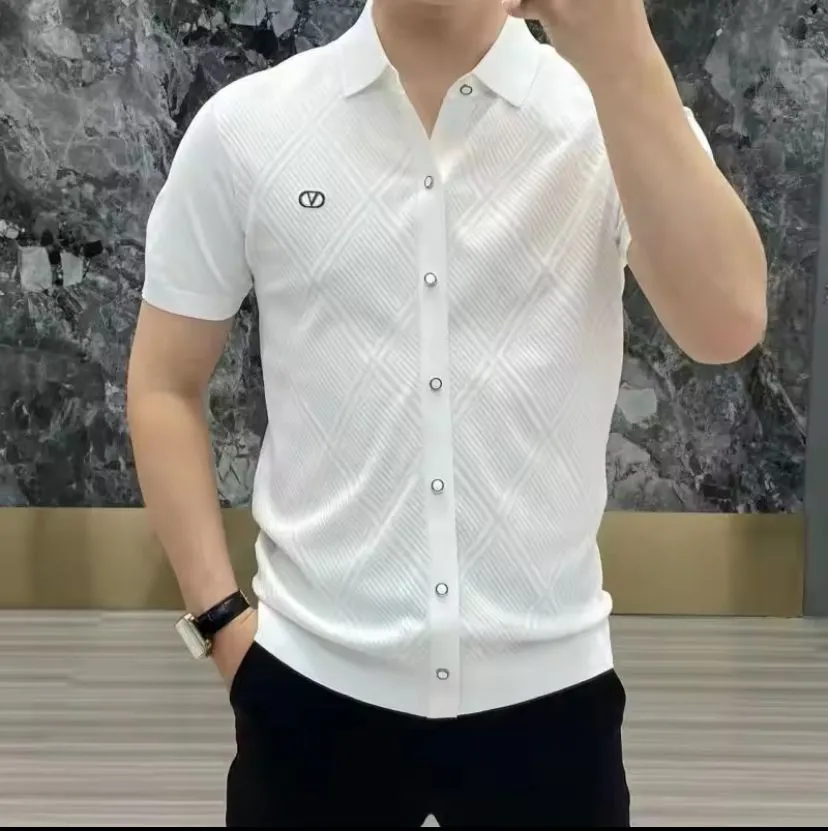Men's Short Sleeve Shirt, Casual Printed Buttons, Simplicity Split, Fashion  0137100 07