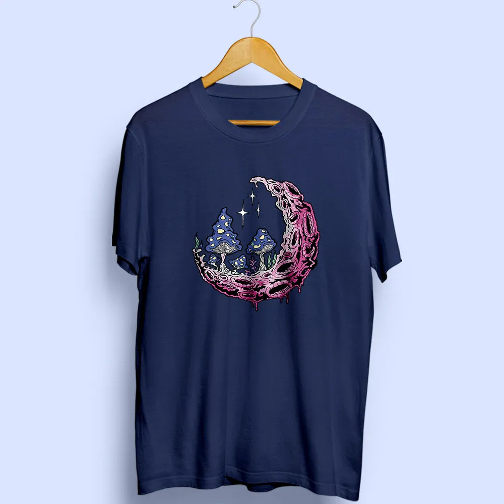 Moon And Mushroom Half Sleeve T-Shirt