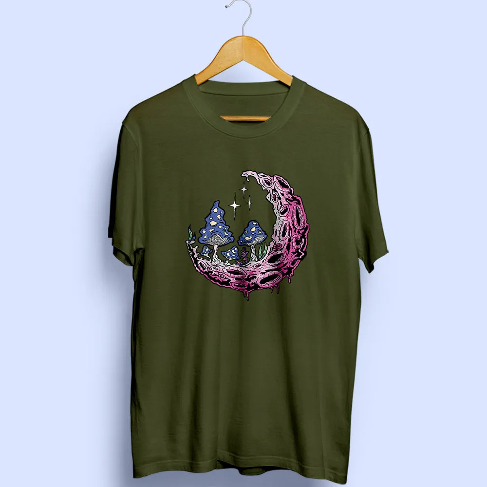 Moon And Mushroom Half Sleeve T-Shirt