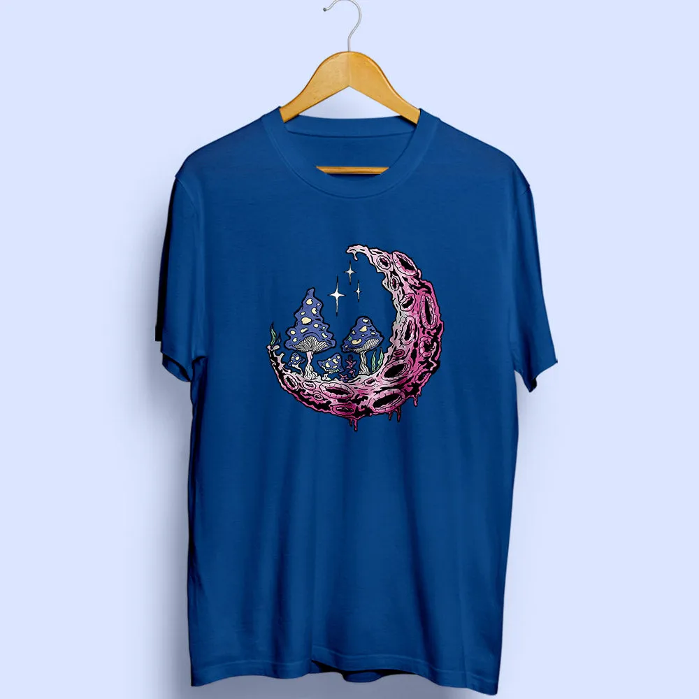 Moon And Mushroom Half Sleeve T-Shirt