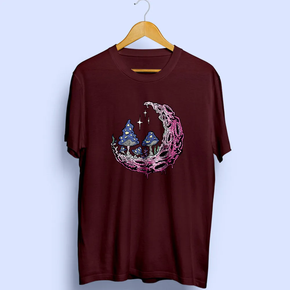 Moon And Mushroom Half Sleeve T-Shirt