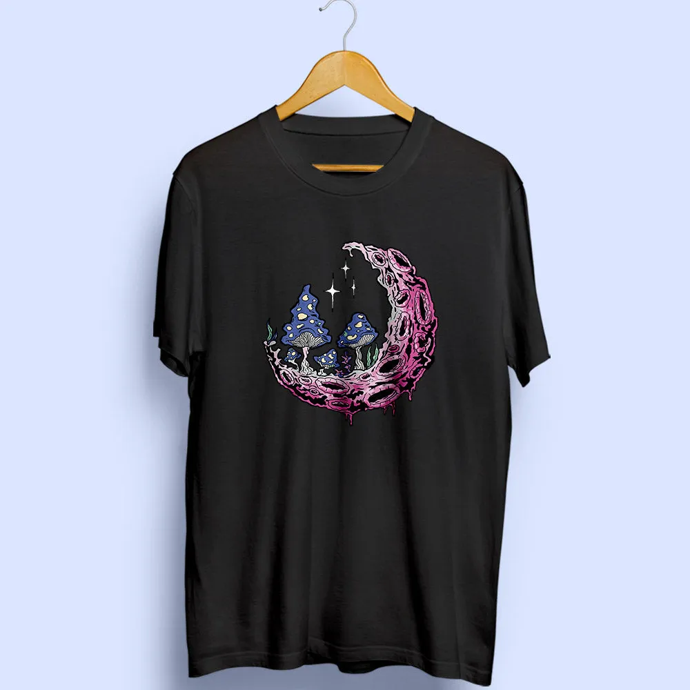 Moon And Mushroom Half Sleeve T-Shirt