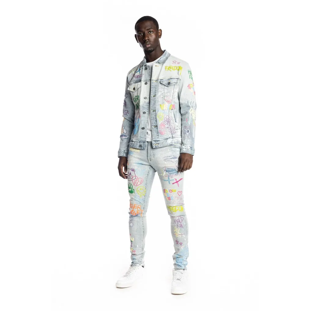Multi Color Fashion Jean Jacket - Montauk Blue