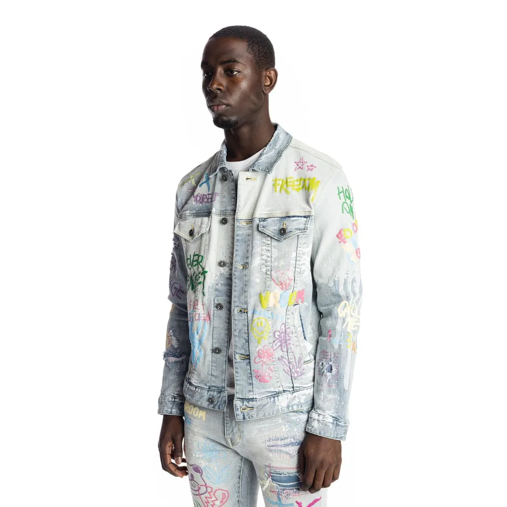 Multi Color Fashion Jean Jacket - Montauk Blue