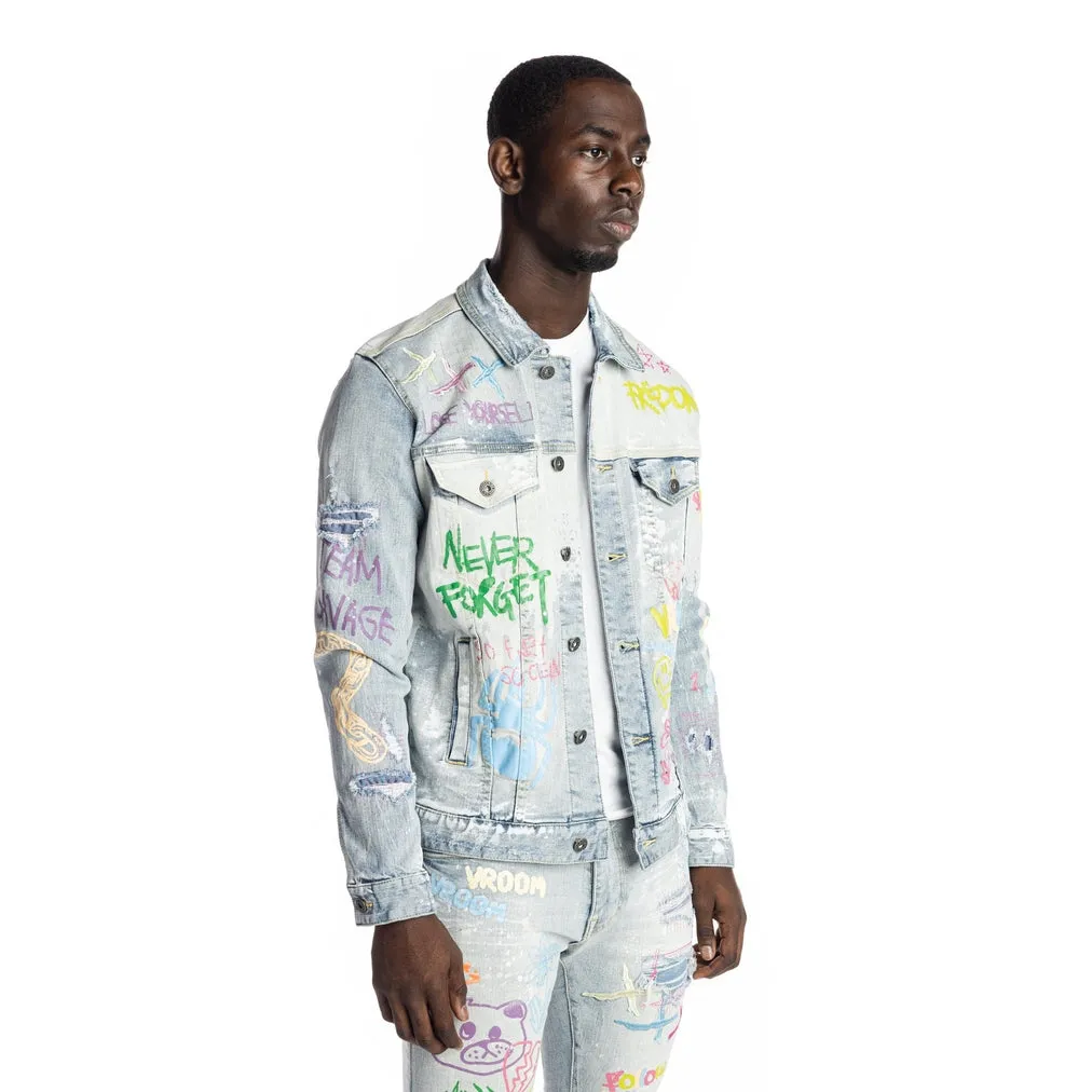 Multi Color Fashion Jean Jacket - Montauk Blue