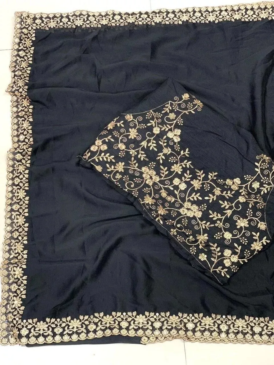 Rangoli Silk With C-Pallu Embroidery Work Sari With Blouse