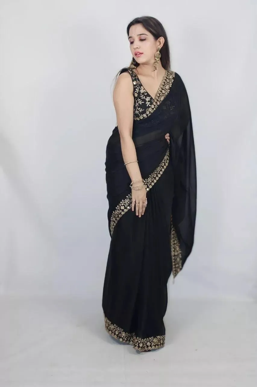 Rangoli Silk With C-Pallu Embroidery Work Sari With Blouse
