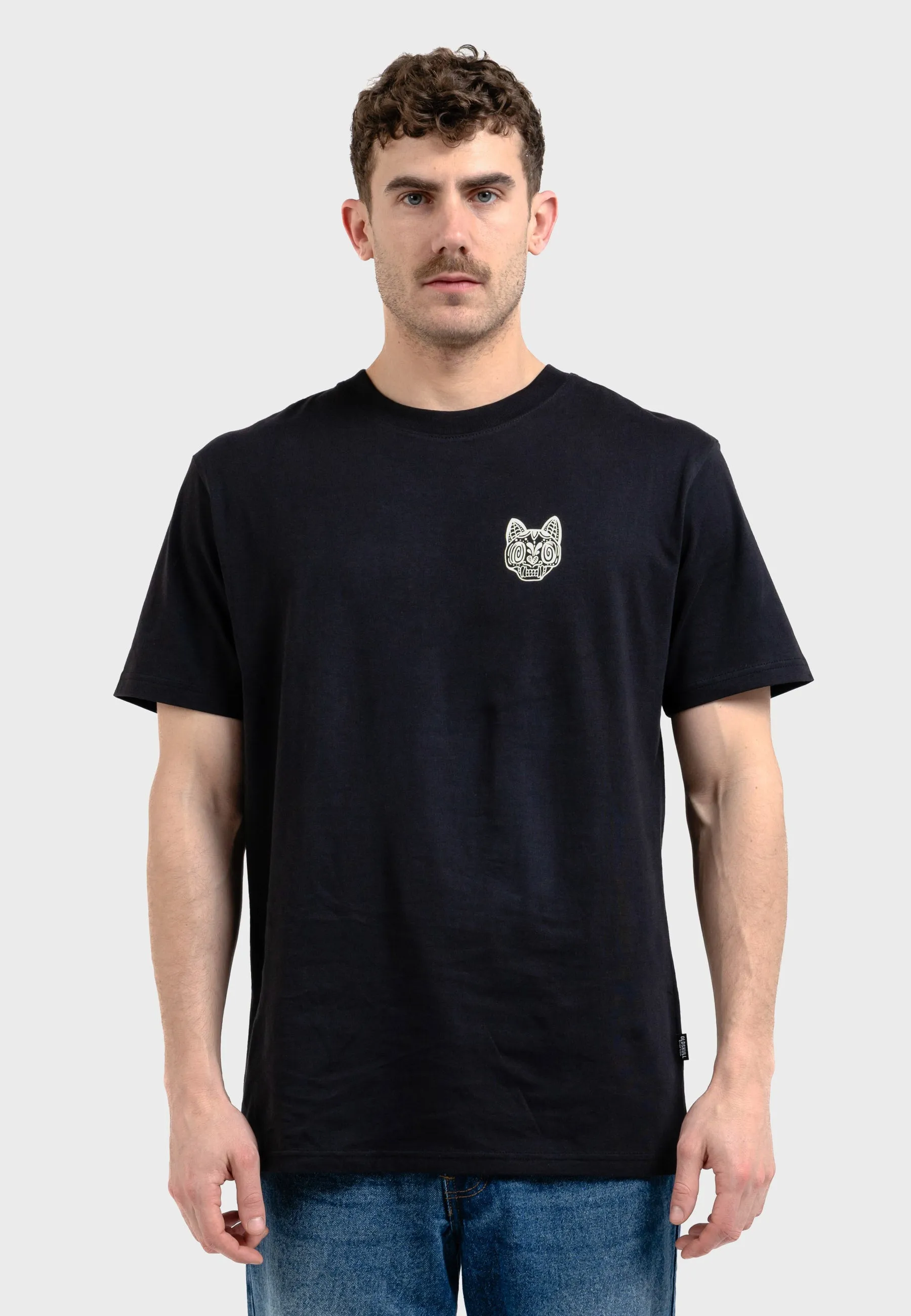 Rebel Cat Backprint T-Shirt Black