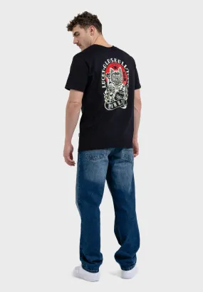Rebel Cat Backprint T-Shirt Black