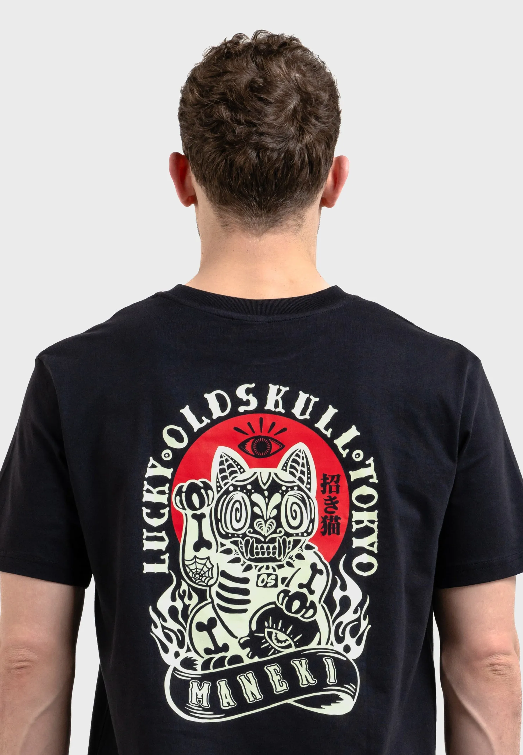 Rebel Cat Backprint T-Shirt Black