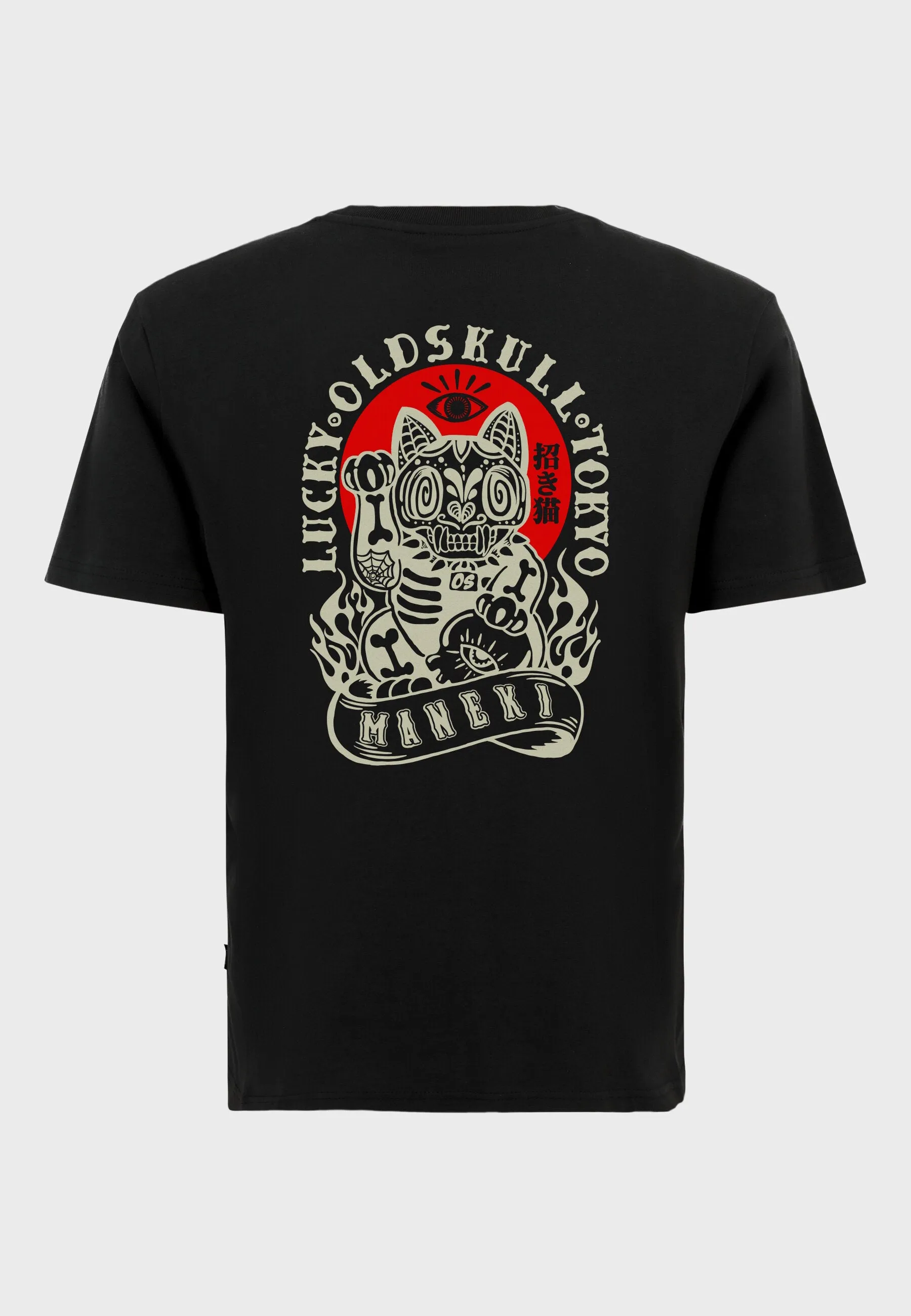 Rebel Cat Backprint T-Shirt Black