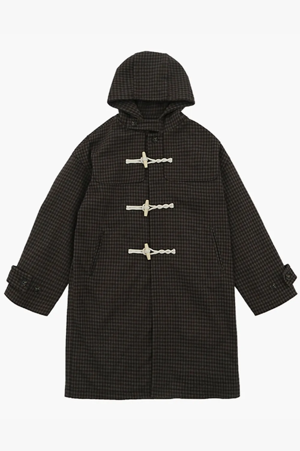 Retro Aesthetic Coat Small Plaid Grid Horn Buttons