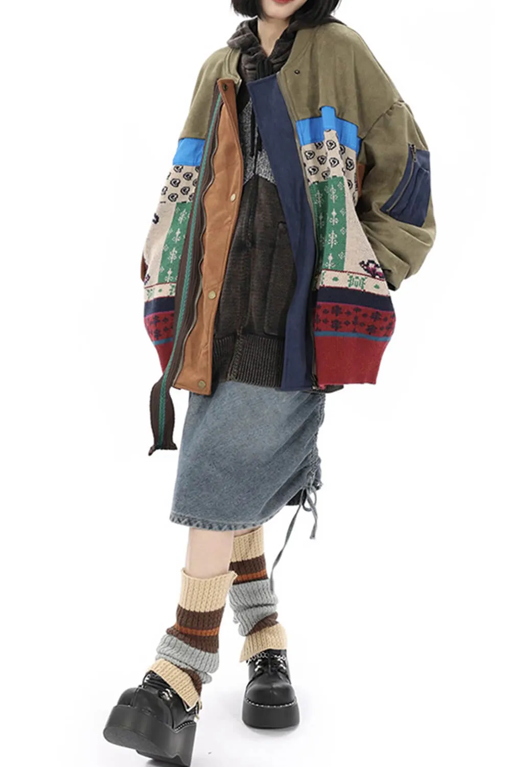 Retro Knitted Layer 90s Aesthetic Suede Jacket