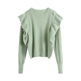 RUFFLE TRIMS SWEATER