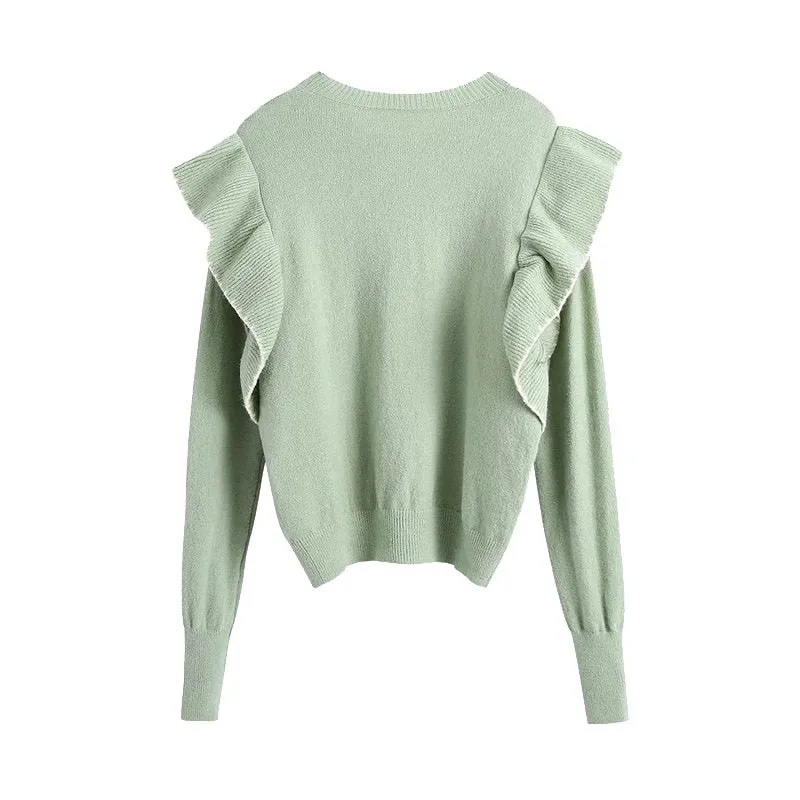 RUFFLE TRIMS SWEATER