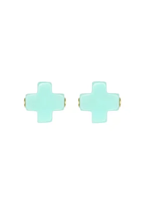 SIGNATURE CROSS STUD EARRINGS - MINT