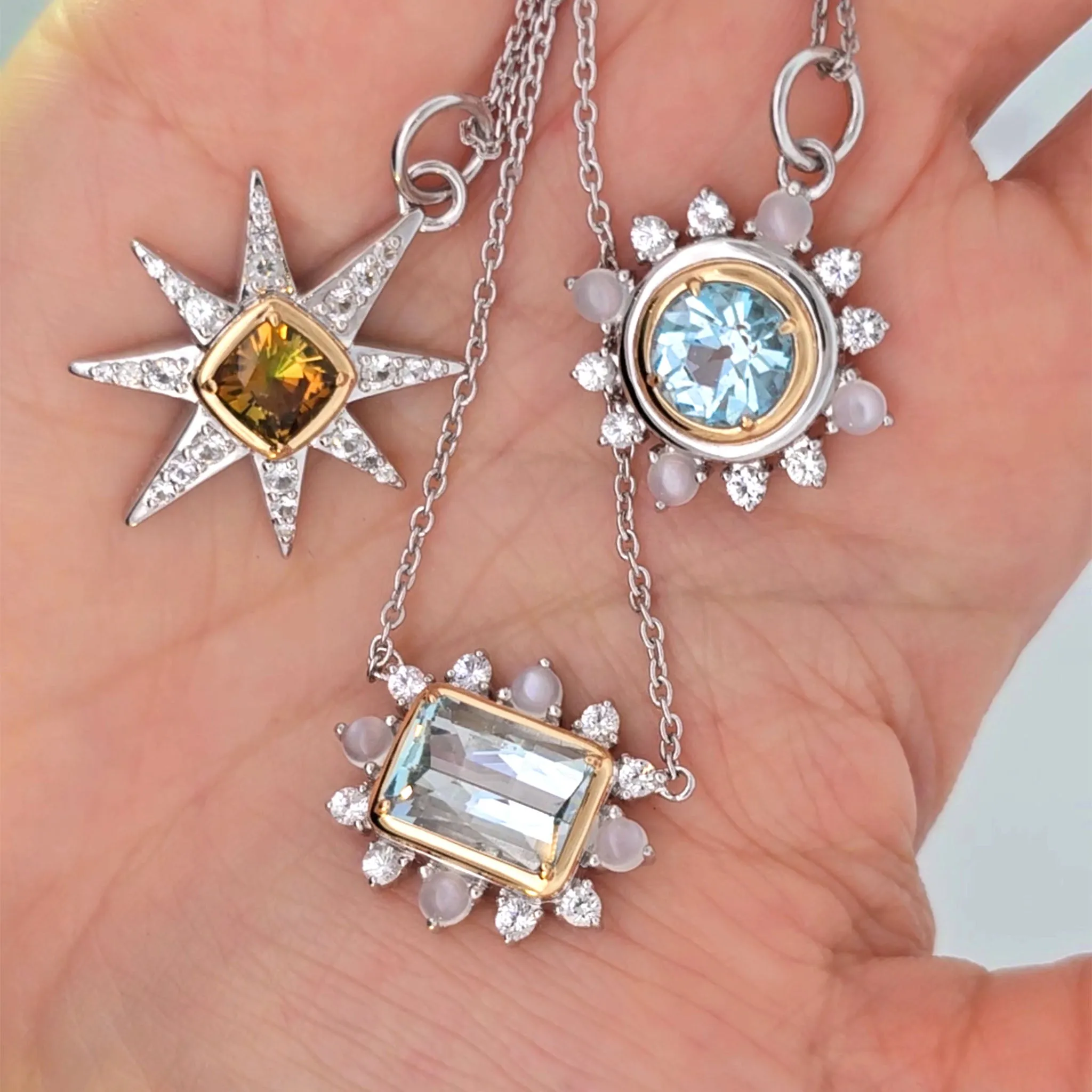 Special Edition Green Tourmaline and White Sapphire Star Necklace - Sold Out