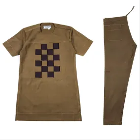 Tan Brown Short Sleeve Set