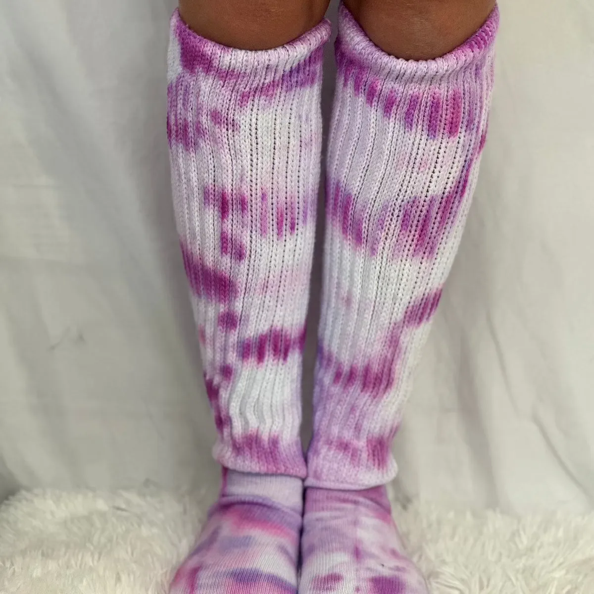 ULTIMATE  cotton  slouch socks women  - Tie dyed magenta