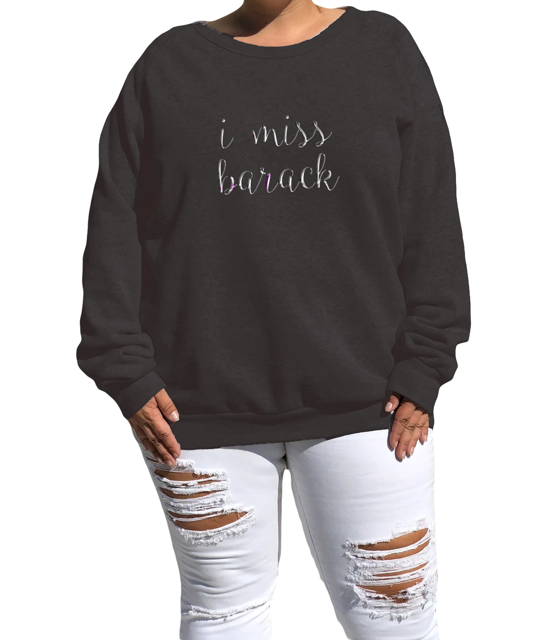 Unisex Black "I Miss Barack" Eco Fleece Sweatshirt