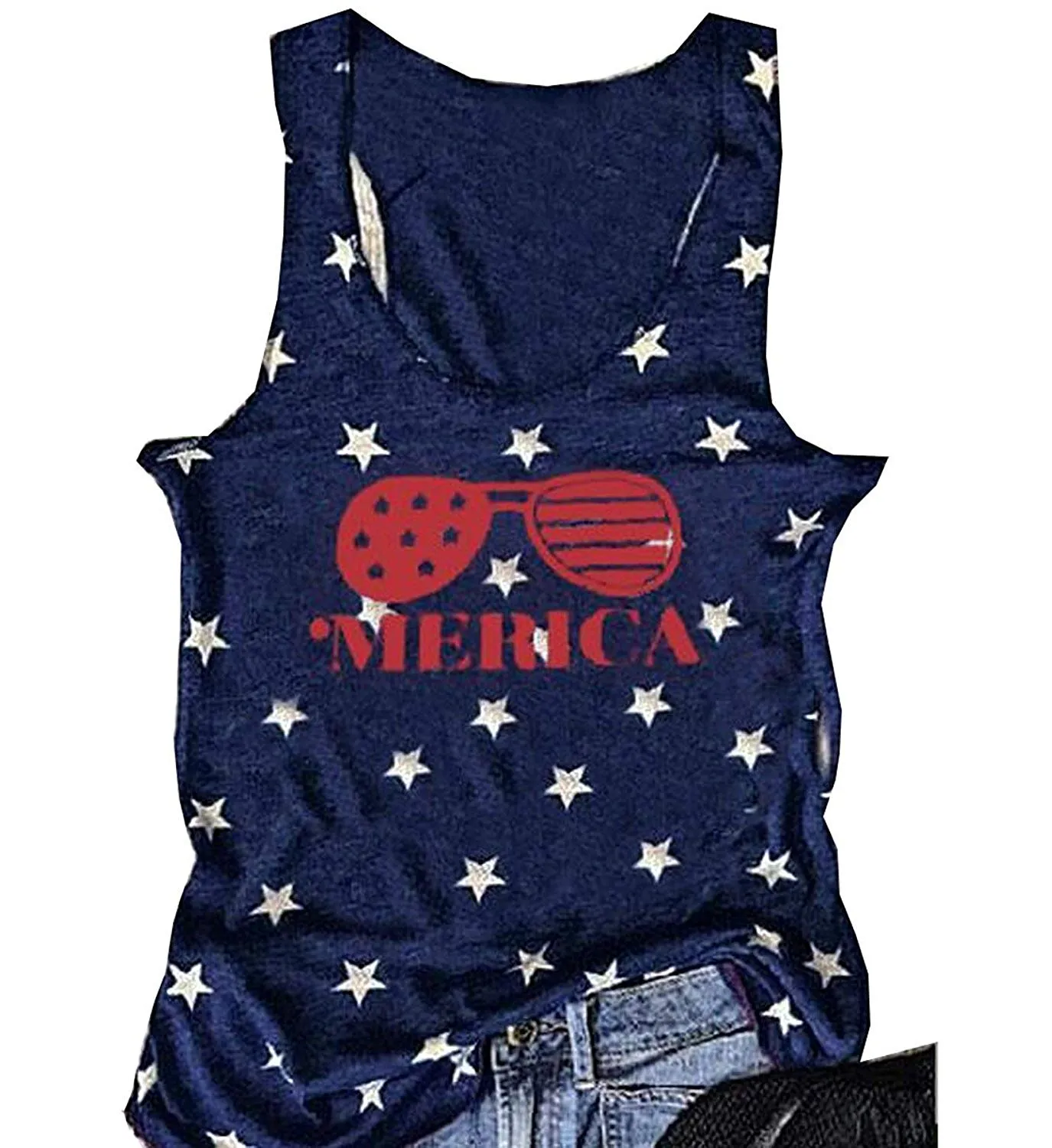 Women American USA Flag Print Tank Top