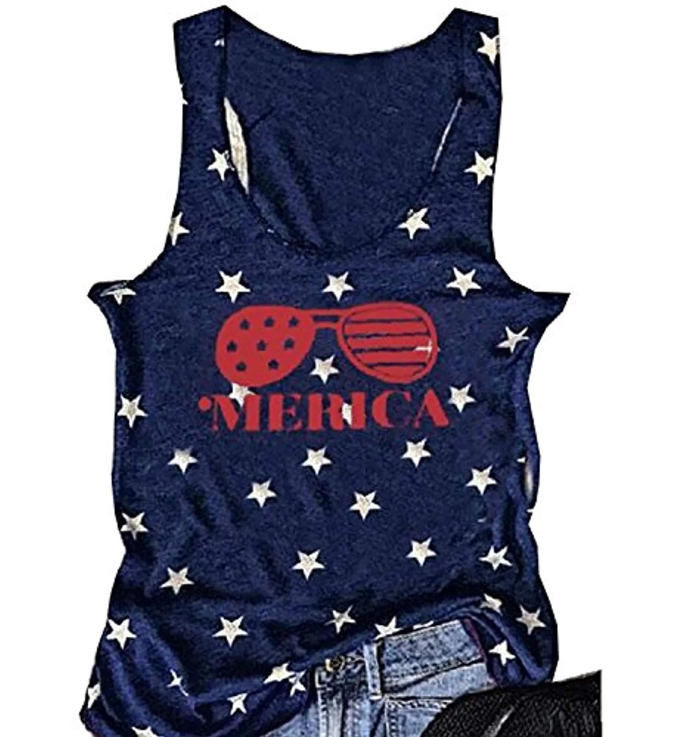 Women American USA Flag Print Tank Top