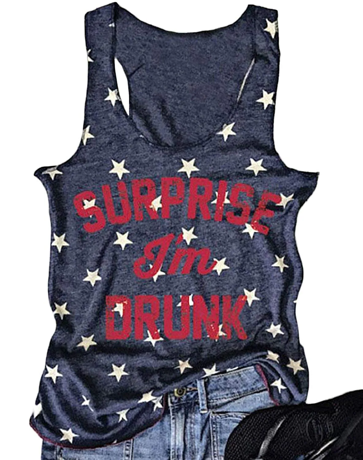 Women American USA Flag Print Tank Top