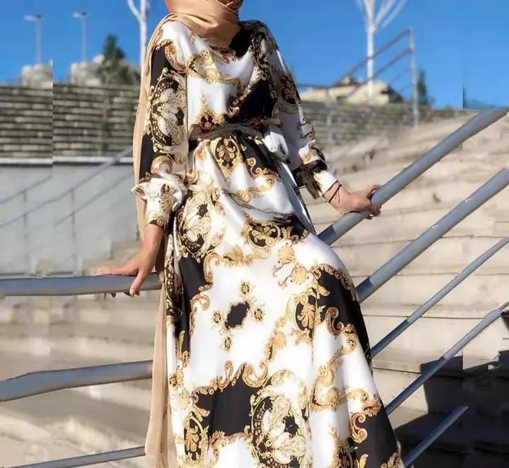 Women's Long Sleeve Slim Fit Print Dress   524374