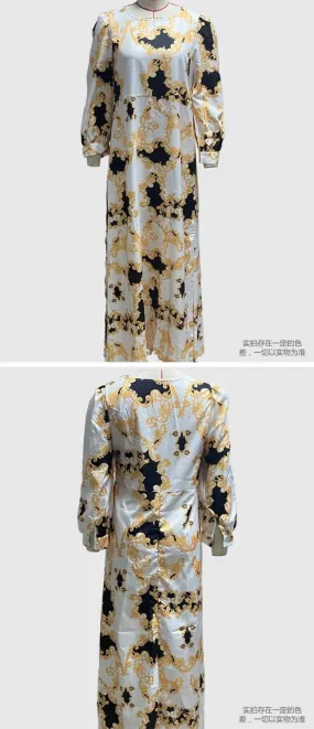 Women's Long Sleeve Slim Fit Print Dress   524374