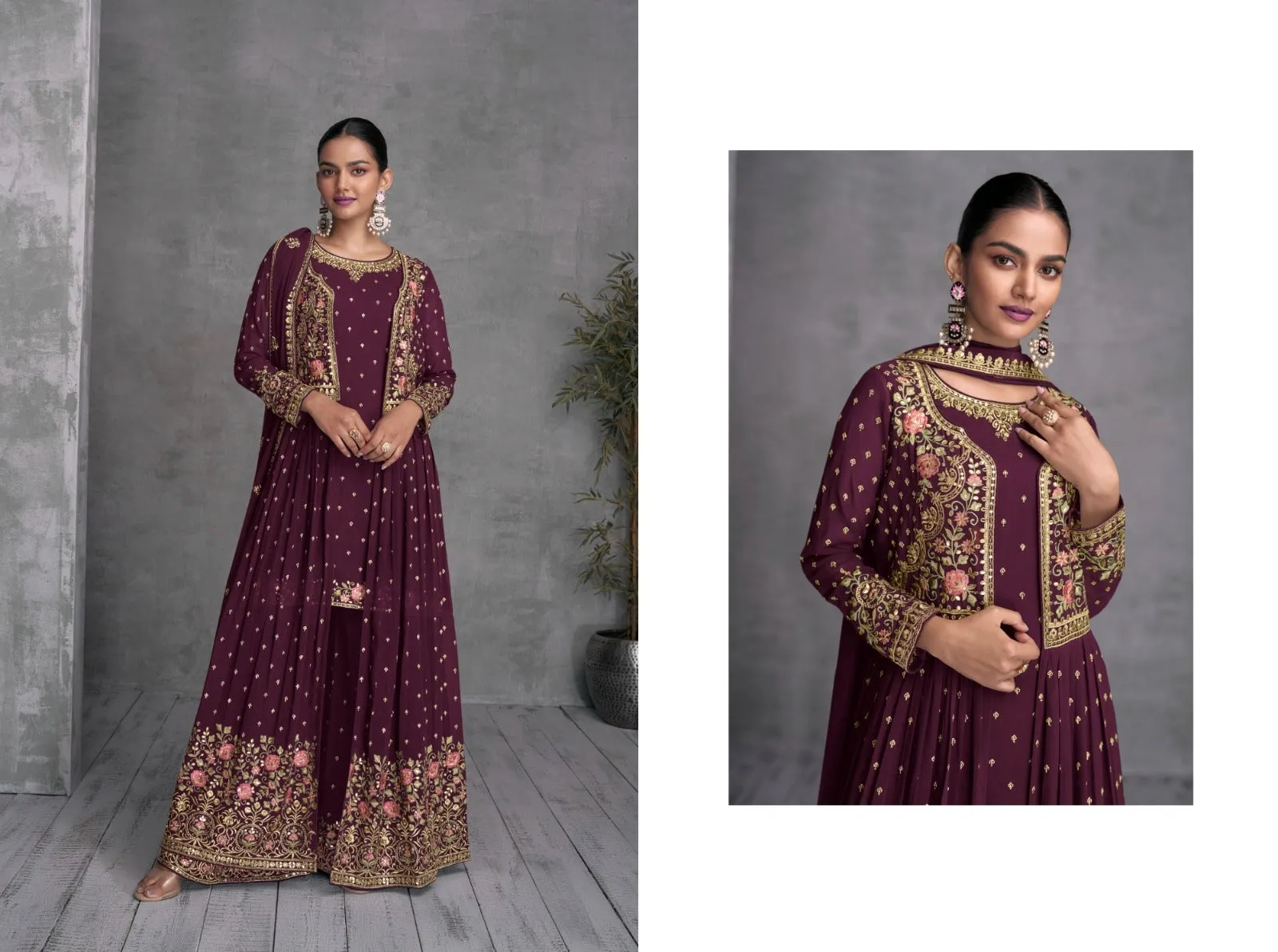 Zohana Gulkayra Georgette Jacket Style Party Wear Suit D.No. 7410-A